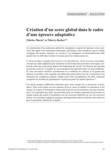Création d’un score global dans le cadre d’une épreuve adaptative - article ; n°1 ; vol.424, pg 149-178