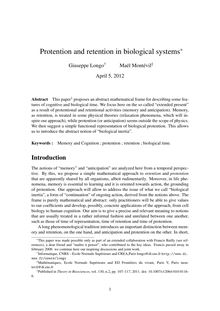 Protention and retention in biological systems