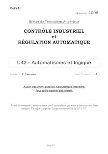 Automatismes et logique 2008 BTS Contrôle industriel et régulation automatique