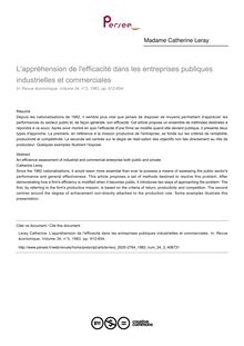 L appréhension de l efficacité dans les entreprises publiques industrielles et commerciales - article ; n°3 ; vol.34, pg 612-654