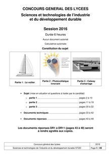 2016 - STI2D - ETT - Concours générale