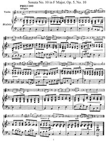 Partition No.10 en F major, 12 violon sonates, Op.5, Corelli, Arcangelo