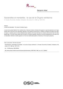 Sauterelles et mentalités : le cas de la Chypre vénitienne - article ; n°5 ; vol.44, pg 1057-1074
