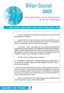 Bilan social 2003 de la Direction de la Prévention et de la Protection (DPP) de Paris