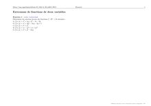 Sujet : Analyse, Fonctions de deux variables réelles, Extremum de fonctions de deux variables