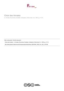 Choix des Annales   ; n°4 ; vol.48, pg 13-14
