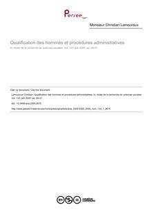 Qualification des hommes et procédures administratives - article ; n°1 ; vol.133, pg 26-31