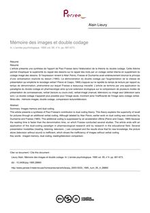 Mémoire des images et double codage - article ; n°4 ; vol.95, pg 661-673
