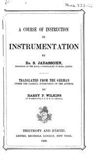 Partition Complete Book, Lehrbuch der Instrumentation, A Course of Instruction in Instrumentation