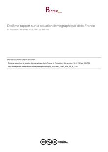 Dixième rapport sur la situation démographique de la France - article ; n°4 ; vol.36, pg 685-764