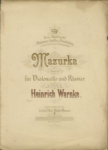 Partition complète et , partie (color), Mazurka, Mazurka (A moll) für Violoncello und Klavier