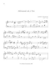 Partition Allemande du 3e Ton, Pièces de clavecin du manuscrit Bauyn