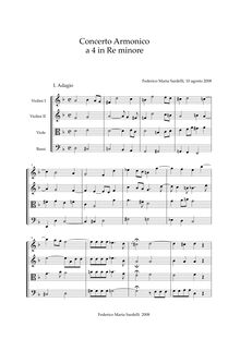 Partition complète, Concerto en Re minore per archi e continuo, Sardelli, Federico Maria