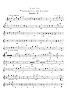 Partition hautbois 1, 2, Symphony en C Major, Bizet, Georges