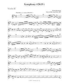 Partition violons II, Symphony No.28, G major, Rondeau, Michel
