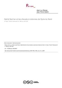 Qal at Sem an et les chevets à colonnes de Syrie du Nord - article ; n°3 ; vol.61, pg 267-330