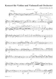 Partition clarinette 1 (transposed to B♭), Concerto pour violon et violoncelle (Double Concerto)