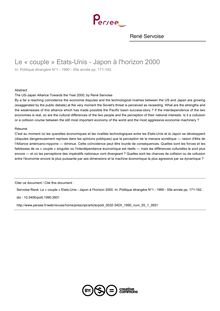 Le « couple » Etats-Unis - Japon à l horizon 2000 - article ; n°1 ; vol.55, pg 171-182