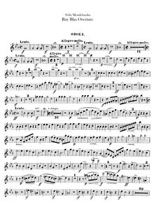 Partition hautbois 1, 2, Ruy Blas Overture, Op.95, Mendelssohn, Felix