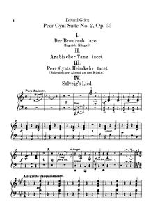 Partition harpe, Peer Gynt  No.2 Op.55, Grieg, Edvard