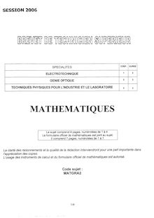 Btselectro 2006 mathematiques