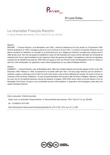Le chancelier François Ranchin - article ; n°3 ; vol.27, pg 223-239
