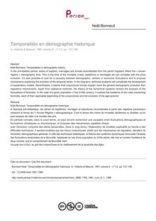 Temporalités en démographie historique - article ; n°1 ; vol.6, pg 137-148