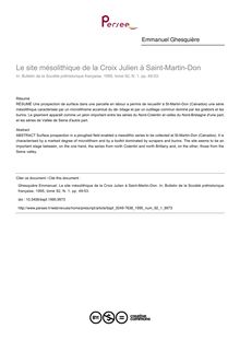 Le site mésolithique de la Croix Julien à Saint-Martin-Don - article ; n°1 ; vol.92, pg 49-53