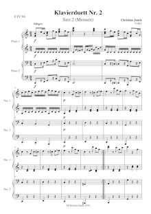 Partition mouvement 2, Piano Duet No.2 en F major, F major, Junck, Christian