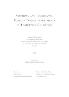 Vertical and horizontal foreign direct investments in transition countries [Elektronische Ressource] / vorgelegt von Alexander Protsenko