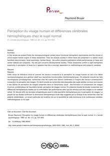 Perception du visage humain et différences cérébrales hémisphériques chez le sujet normal - article ; n°2 ; vol.80, pg 631-653