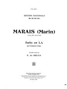 Partition de piano,  en A major, A major, Marais, Marin