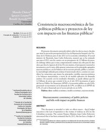 Consistencia macroeconómica de las políticas públicas y proyectos de ley con impacto en las finanzas públicas (Macroeconomic consistency of public policies and bills with impact on public finances)