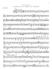 Partition cor 1 (A, E), 1 (F), 2 (A, E), 2 (F), Symphony No.4 en A major