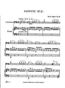 Partition de piano, Gavotte No.2 Op.23, Popper, David