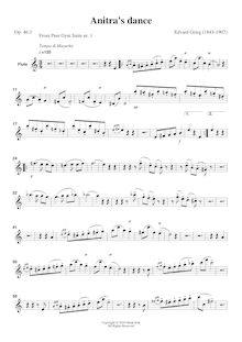 Partition flûte , partie, Peer Gynt  No.1, Op.46, Grieg, Edvard