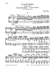 Partition complète (S.137), Grandes Etudes, 12 Grandes Etudes48 Grandes Etudes par Franz Liszt