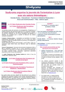 Studyrama organise six salons d orientation à Lyon, le 11 novembre 2017
