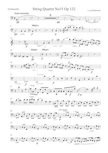 Partition violoncelle, corde quatuor No.15, Op.132, A minor, Beethoven, Ludwig van