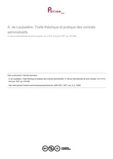 A. de Laubadère, Traité théorique et pratique des contrats administratifs - note biblio ; n°2 ; vol.9, pg 479-482
