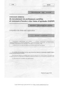 Composition de chimie avec applications 2004 CAPES de physique-chimie CAPES (Externe)