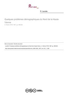 Quelques problèmes démographiques du Nord de la Haute-Vienne  - article ; n°1 ; vol.55, pg 399-420