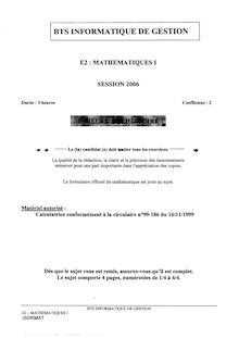 Mathématiques I 2006 BTS Informatique de gestion