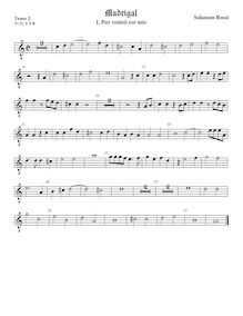 Partition ténor viole de gambe 2, octave aigu clef, Madrigali à 5, libro primo par Salamone Rossi
