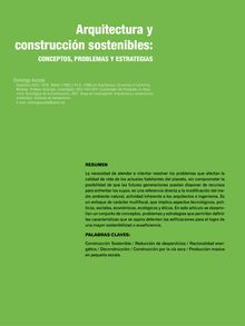 Arquitectura y construcción sostenibles: conceptos, problemas y estrategias