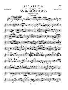 Partition de violon, violon Sonata, D major, Mozart, Wolfgang Amadeus par Wolfgang Amadeus Mozart