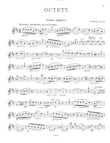Partition anglais cor, Octet, Octett f. Clar., Englischhorn, Fag., 2 V., Vla, Vcello u. Cb