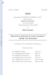 Réponse mécanique des matériaux amorphes vitreux : théorie et simulation, Mechanical response of glassy materials : theory and simulation