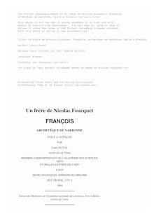 Un frère de Nicolas Foucquet: François, Archevêque de Narbonne; Exilé à Alençon