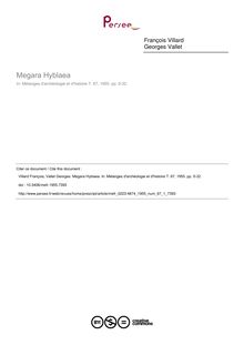 Megara Hyblaea - article ; n°1 ; vol.67, pg 5-32